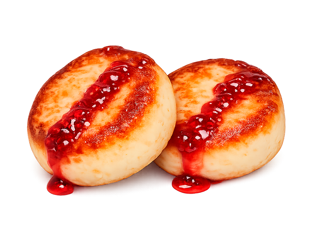 Сырники с малиновым джемом 2 шт.
